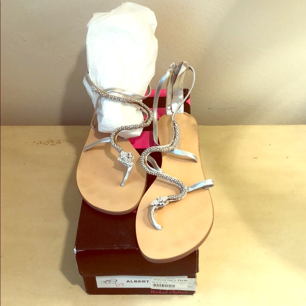 Silver ‘snake’ detail sandals